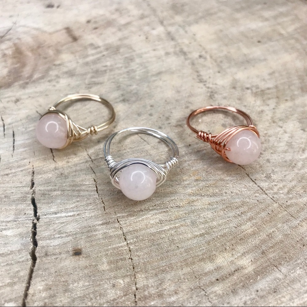 •Handmade Rose Quartz Ring•